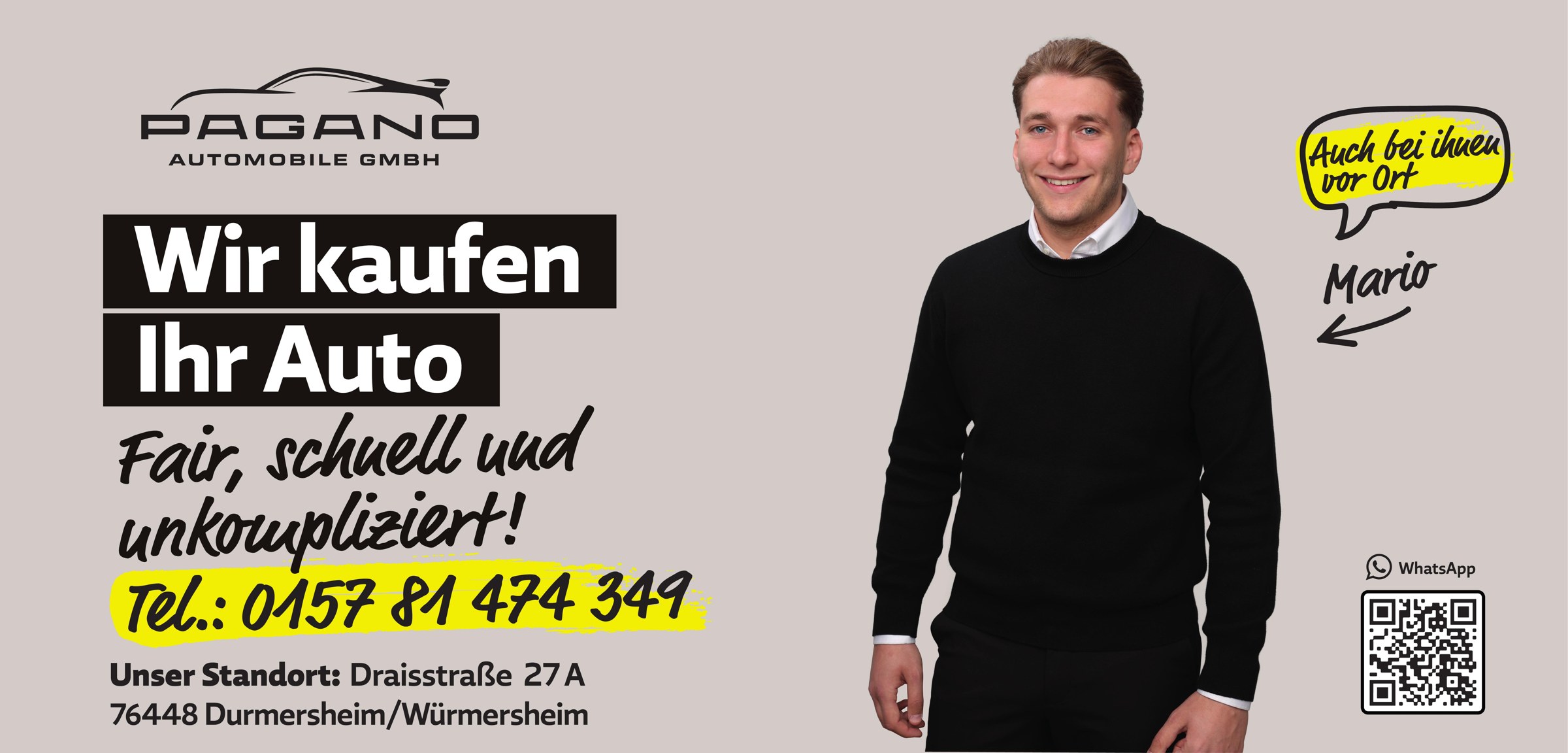Wir kaufen Ihr Auto. Fair, schnell und unkompliziert. Pagano Automobile GmbH in Durmersheim.